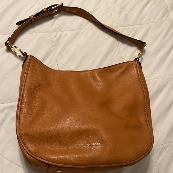 Calvin Klein large cognac hobo style bag, leather